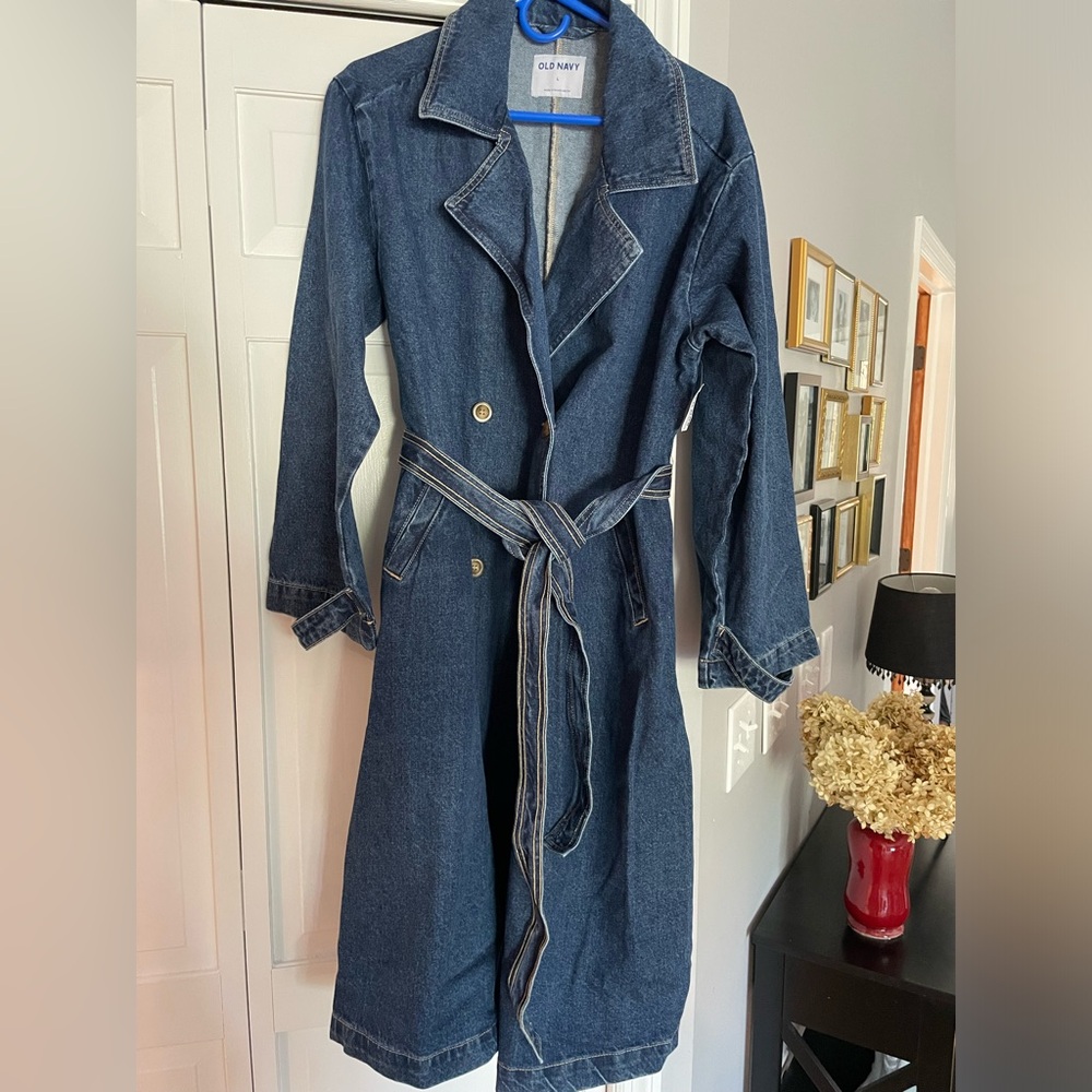 Old Navy Tie-Belt Jean Trench Coat